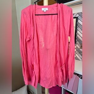 Loft Pink Duster Cardigan Sweater with pockets Size medium